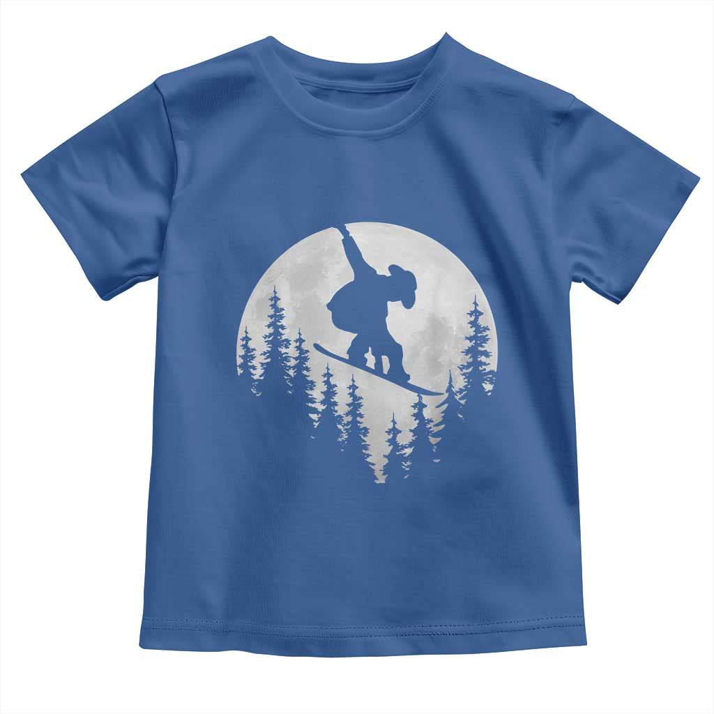 Funny Snowboard Cowboy Moon Snowboarding Winter Sports Toddler T Shirt TS11 Royal Blue Print Your Wear