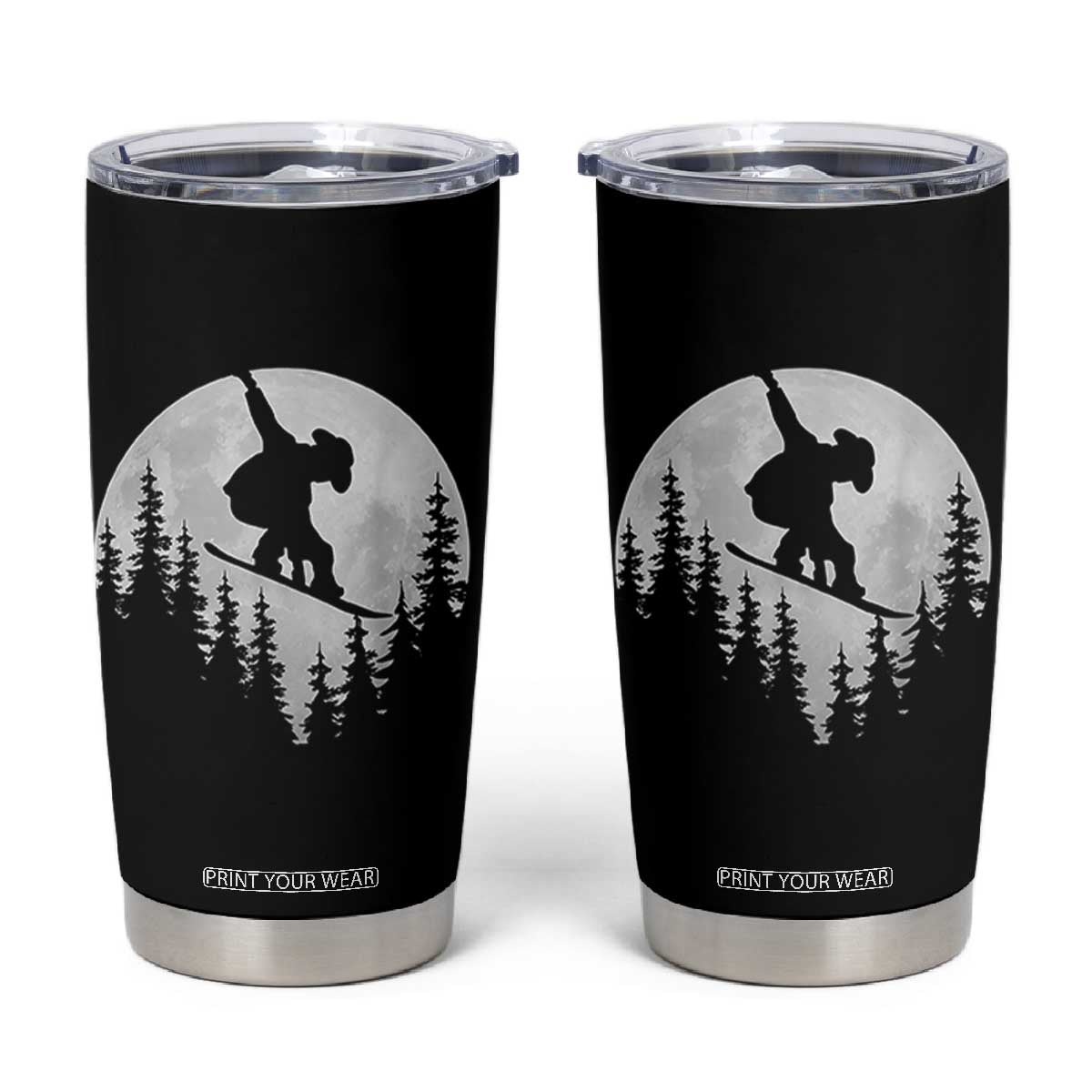 Funny Snowboard Cowboy Moon Snowboarding Winter Sports Tumbler Cup TS11 Black Print Your Wear