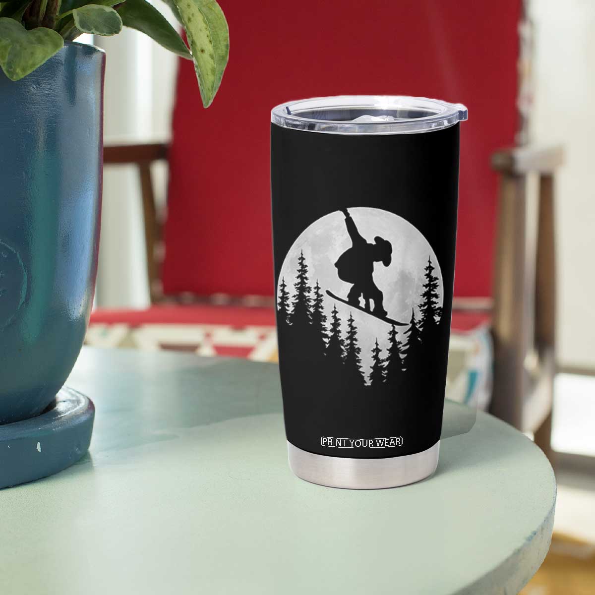Funny Snowboard Cowboy Moon Snowboarding Winter Sports Tumbler Cup TS11 Print Your Wear