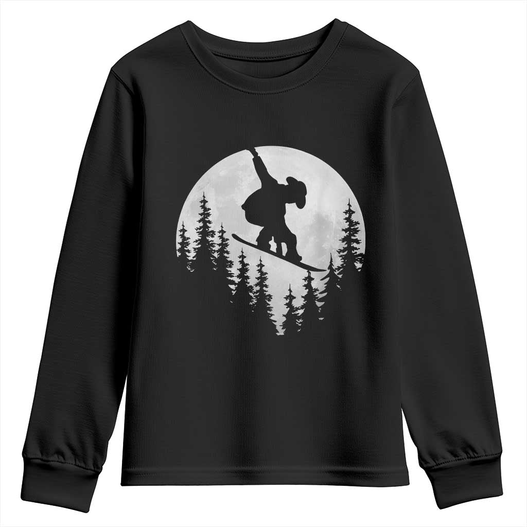 Funny Snowboard Cowboy Moon Snowboarding Winter Sports Youth Sweatshirt TS11 Black Print Your Wear