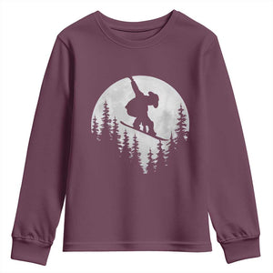 Funny Snowboard Cowboy Moon Snowboarding Winter Sports Youth Sweatshirt TS11 Maroon Print Your Wear