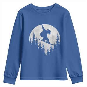 Funny Snowboard Cowboy Moon Snowboarding Winter Sports Youth Sweatshirt TS11 Royal Blue Print Your Wear