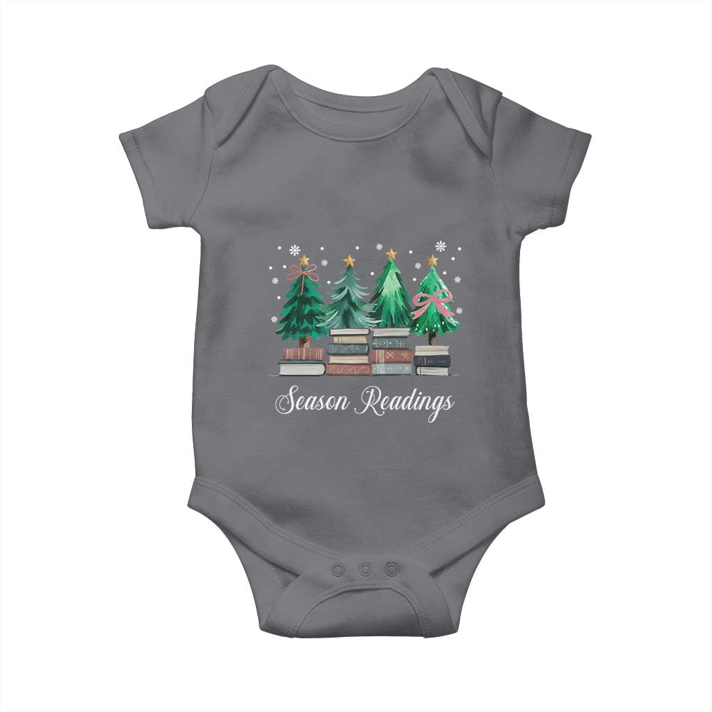 Funny Christmas Book Baby Onesie Season Readings Xmas Tree Bookworm Teacher Librarian TS11 Charcoal Print Your Wear
