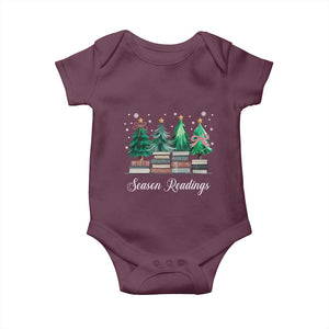Funny Christmas Book Baby Onesie Season Readings Xmas Tree Bookworm Teacher Librarian TS11 Maroon Print Your Wear