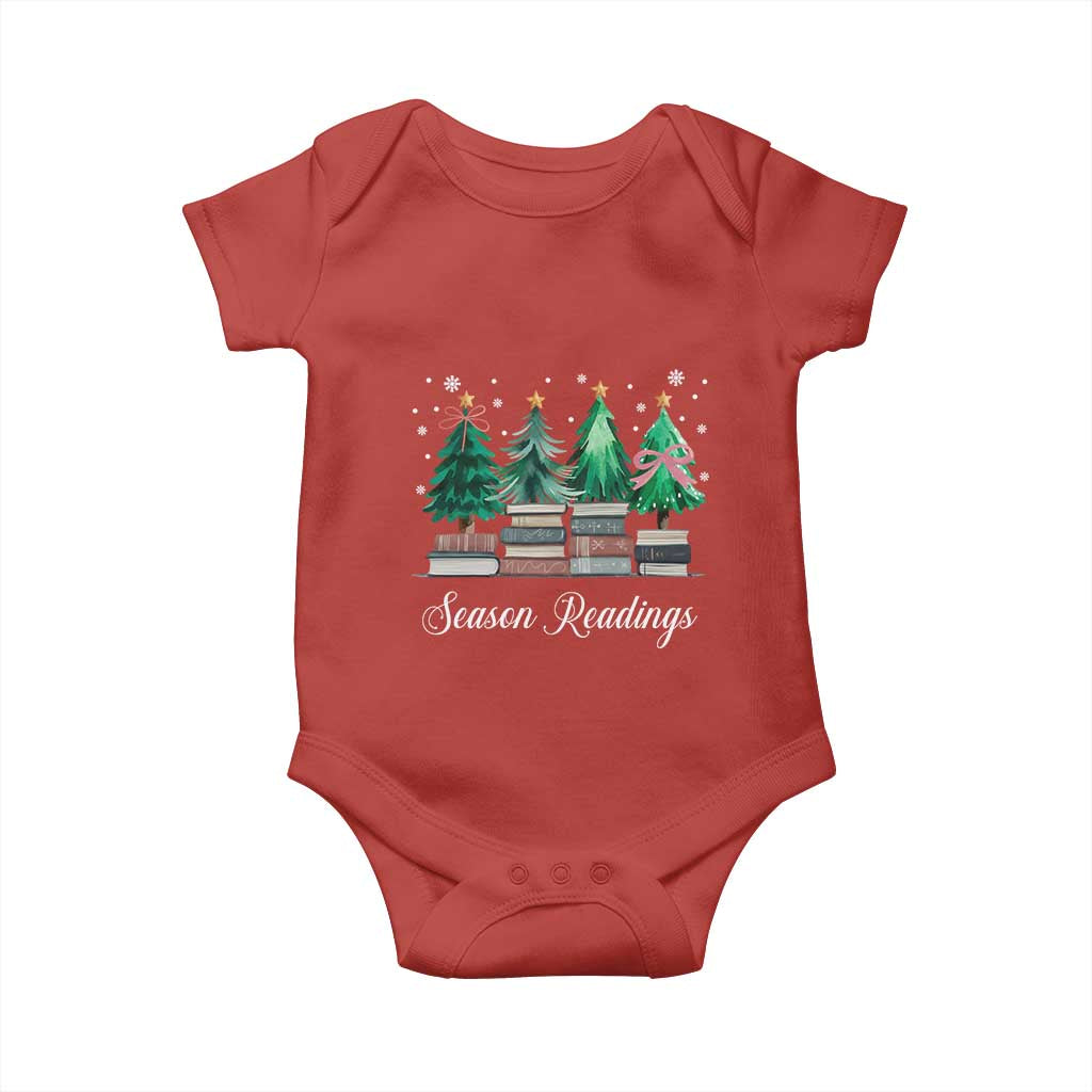 Funny Christmas Book Baby Onesie Season Readings Xmas Tree Bookworm Teacher Librarian TS11 Red Print Your Wear