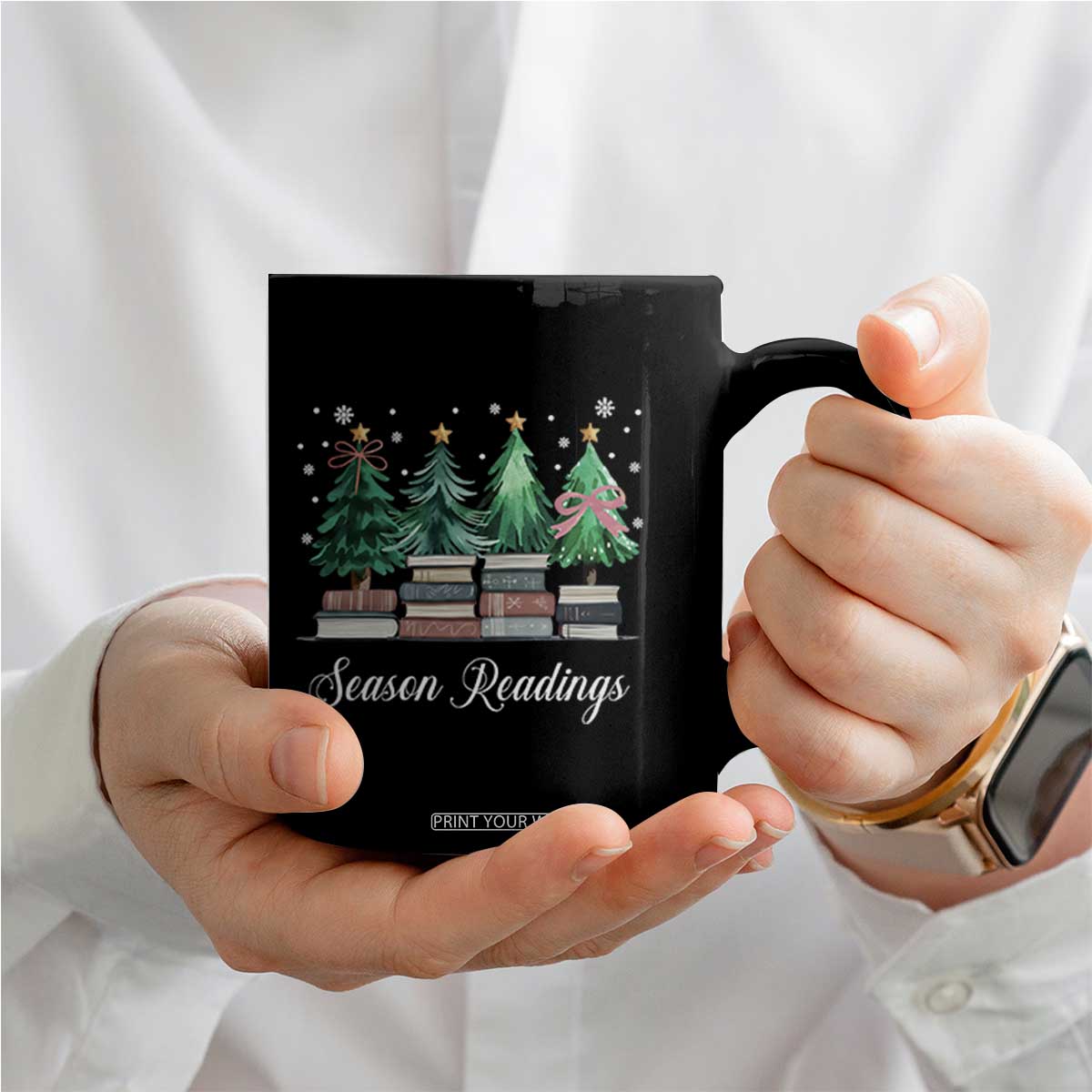 Funny Christmas Book Coffee Mug Season Readings Xmas Tree Bookworm Teacher Librarian TS11 Print Your Wear