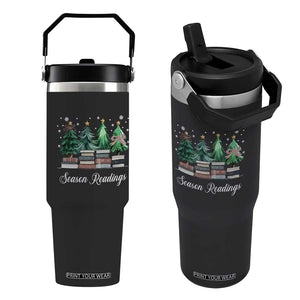 Funny Christmas Book Flip Straw Tumbler Season Readings Xmas Tree Bookworm Teacher Librarian TS11 One Size: 30 oz Black Print Your Wear