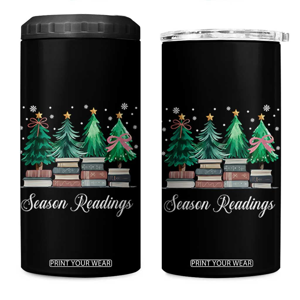 Funny Christmas Book 4 in 1 Can Cooler Tumbler Season Readings Xmas Tree Bookworm Teacher Librarian TS11 One Size: 16 oz Black Print Your Wear
