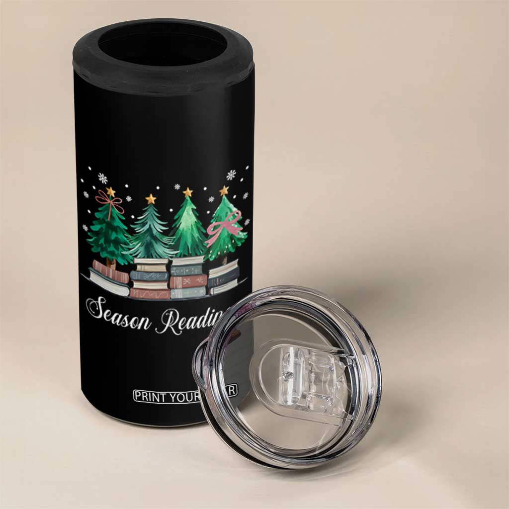 Funny Christmas Book 4 in 1 Can Cooler Tumbler Season Readings Xmas Tree Bookworm Teacher Librarian TS11 Print Your Wear