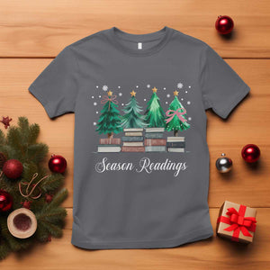 Funny Christmas Book T Shirt Season Readings Xmas Tree Bookworm Teacher Librarian TS11 Charcoal Print Your Wear