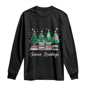 Funny Christmas Book Long Sleeve Shirt Season Readings Xmas Tree Bookworm Teacher Librarian TS11 Black Print Your Wear