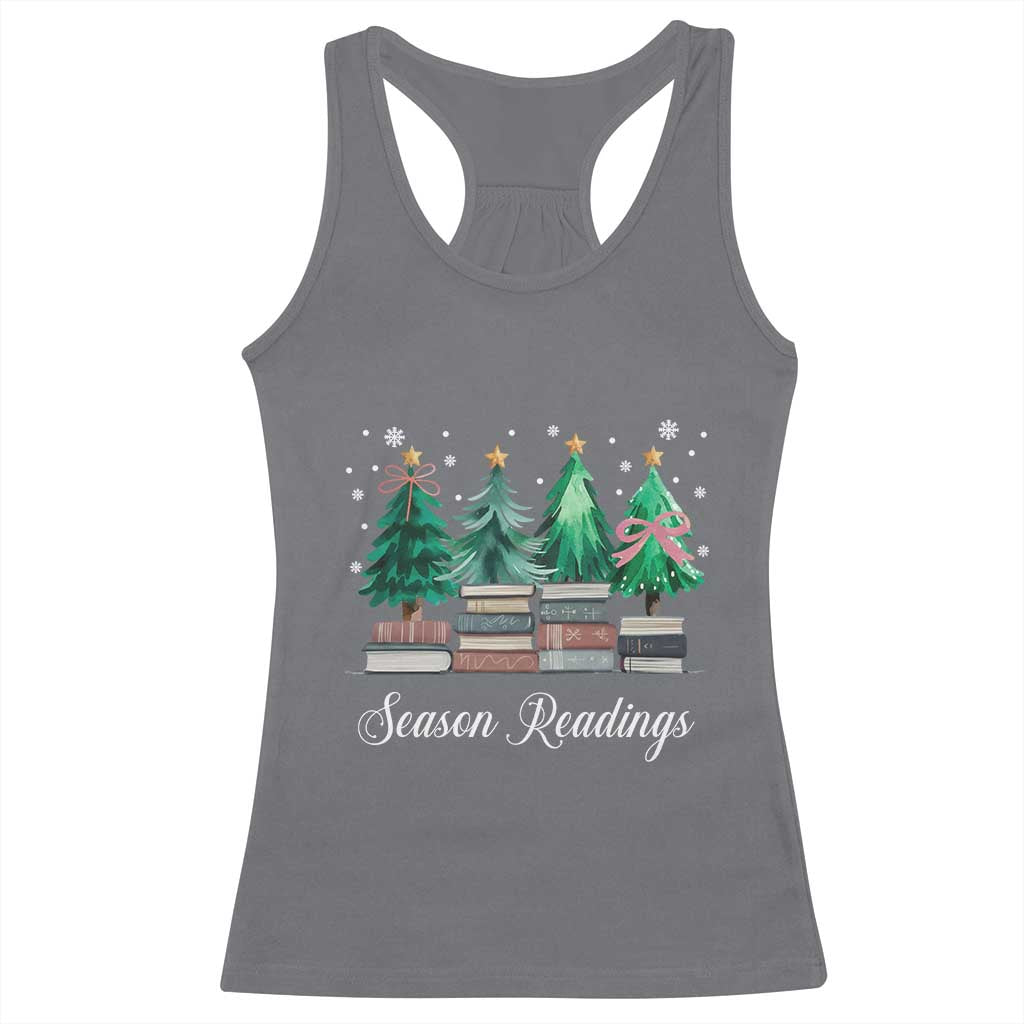 Funny Christmas Book Racerback Tank Top Season Readings Xmas Tree Bookworm Teacher Librarian TS11 Charcoal Print Your Wear