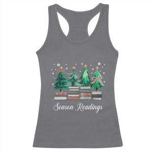 Funny Christmas Book Racerback Tank Top Season Readings Xmas Tree Bookworm Teacher Librarian TS11 Charcoal Print Your Wear