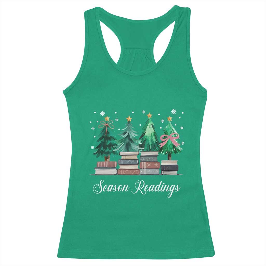 Funny Christmas Book Racerback Tank Top Season Readings Xmas Tree Bookworm Teacher Librarian TS11 Irish Green Print Your Wear