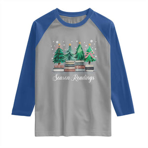 Funny Christmas Book Raglan Shirt Season Readings Xmas Tree Bookworm Teacher Librarian TS11 Sport Gray Royal Print Your Wear