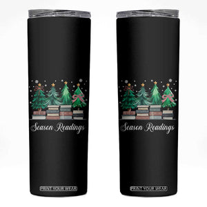 Funny Christmas Book Skinny Tumbler Season Readings Xmas Tree Bookworm Teacher Librarian TS11 Black Print Your Wear