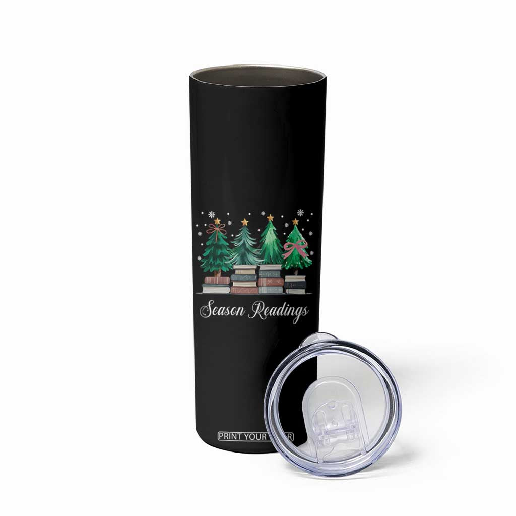 Funny Christmas Book Skinny Tumbler Season Readings Xmas Tree Bookworm Teacher Librarian TS11 Print Your Wear