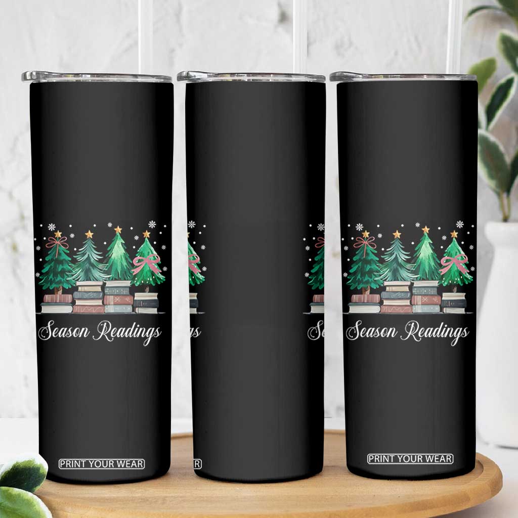 Funny Christmas Book Skinny Tumbler Season Readings Xmas Tree Bookworm Teacher Librarian TS11 Print Your Wear