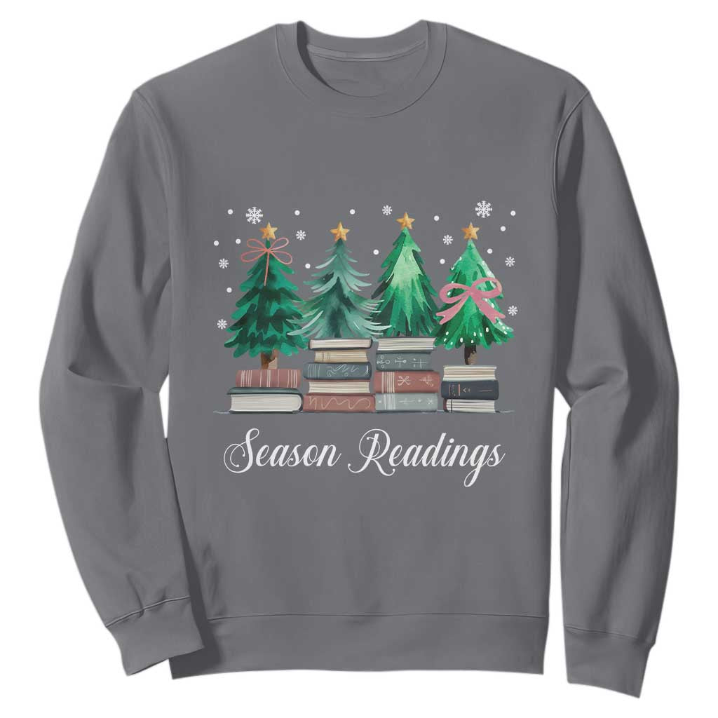 Funny Christmas Book Sweatshirt Season Readings Xmas Tree Bookworm Teacher Librarian TS11 Charcoal Print Your Wear