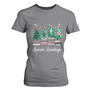Funny Christmas Book T Shirt For Women Season Readings Xmas Tree Bookworm Teacher Librarian TS11 Charcoal Print Your Wear