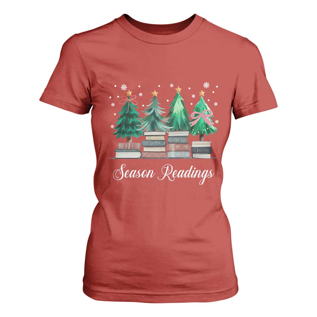 Funny Christmas Book T Shirt For Women Season Readings Xmas Tree Bookworm Teacher Librarian TS11 Red Print Your Wear