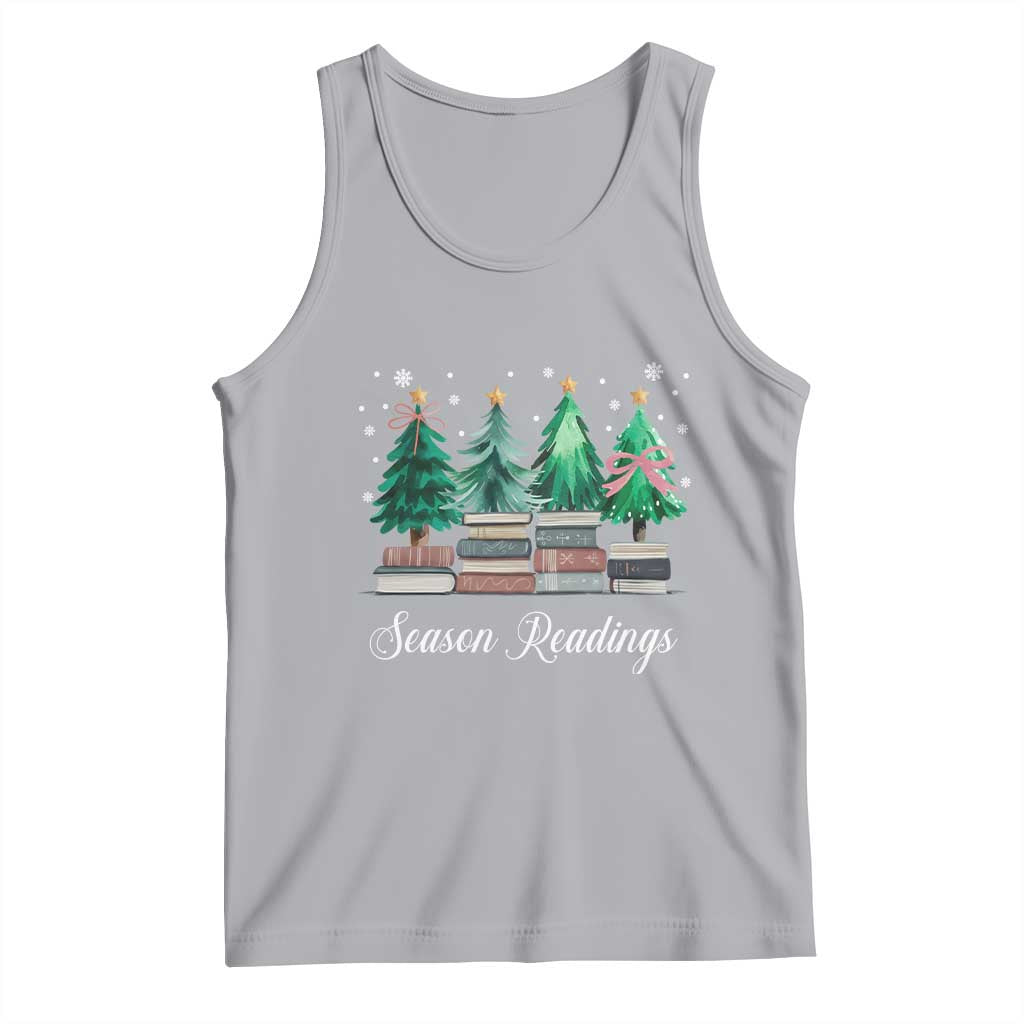 Funny Christmas Book Tank Top Season Readings Xmas Tree Bookworm Teacher Librarian TS11 Athletic Heather Print Your Wear