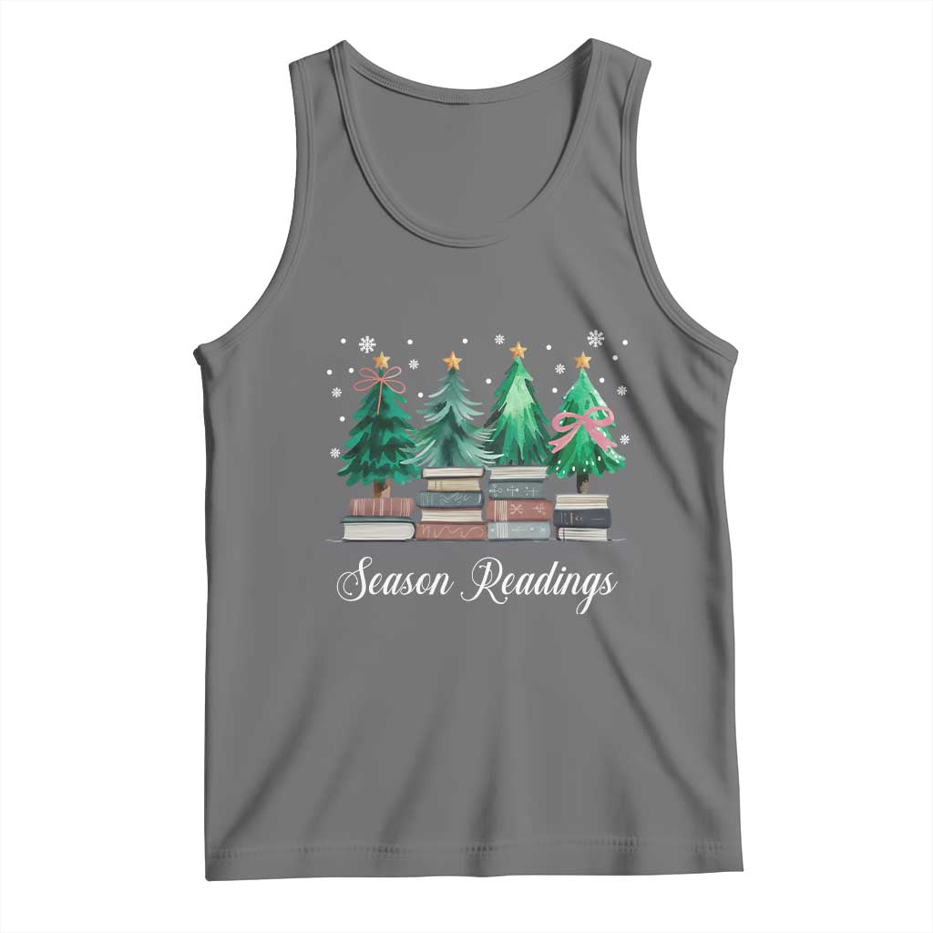 Funny Christmas Book Tank Top Season Readings Xmas Tree Bookworm Teacher Librarian TS11 Black Heather Print Your Wear