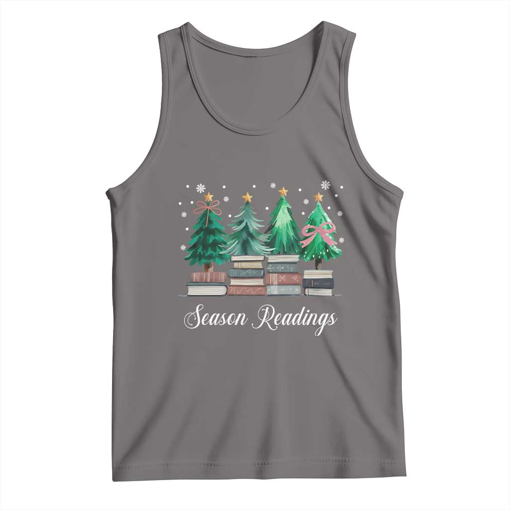 Funny Christmas Book Tank Top Season Readings Xmas Tree Bookworm Teacher Librarian - Print Your Wear