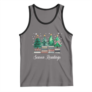 Funny Christmas Book Tank Top Season Readings Xmas Tree Bookworm Teacher Librarian TS11 Deep Heather Black Print Your Wear