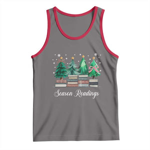 Funny Christmas Book Tank Top Season Readings Xmas Tree Bookworm Teacher Librarian TS11 Deep Heather Red Print Your Wear