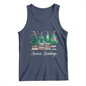 Funny Christmas Book Tank Top Season Readings Xmas Tree Bookworm Teacher Librarian TS11 Navy Print Your Wear