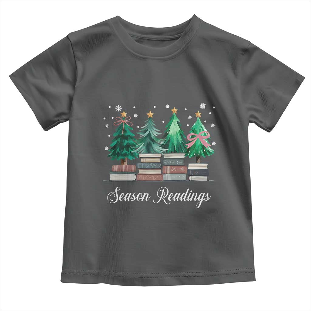 Funny Christmas Book Toddler T Shirt Season Readings Xmas Tree Bookworm Teacher Librarian TS11 Dark Heather Print Your Wear