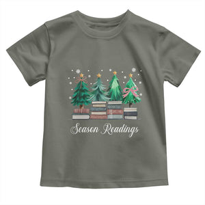 Funny Christmas Book Toddler T Shirt Season Readings Xmas Tree Bookworm Teacher Librarian TS11 Military Green Print Your Wear