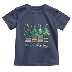 Funny Christmas Book Toddler T Shirt Season Readings Xmas Tree Bookworm Teacher Librarian TS11 Navy Print Your Wear