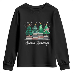 Funny Christmas Book Youth Sweatshirt Season Readings Xmas Tree Bookworm Teacher Librarian TS11 Black Print Your Wear