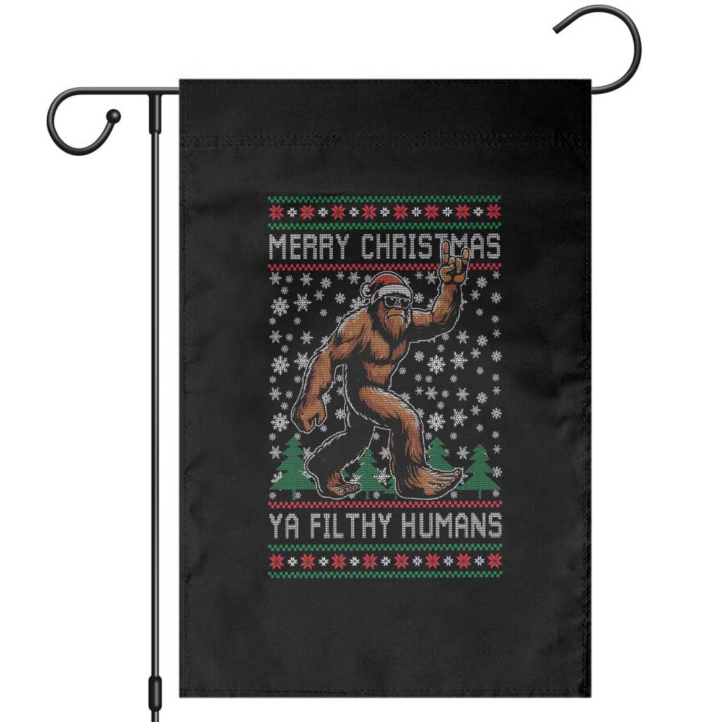 Merry Christmas Ya Filthy Humans Bigfoot Garden Flag Funny Xmas Sasquatch TS11 Black Print Your Wear