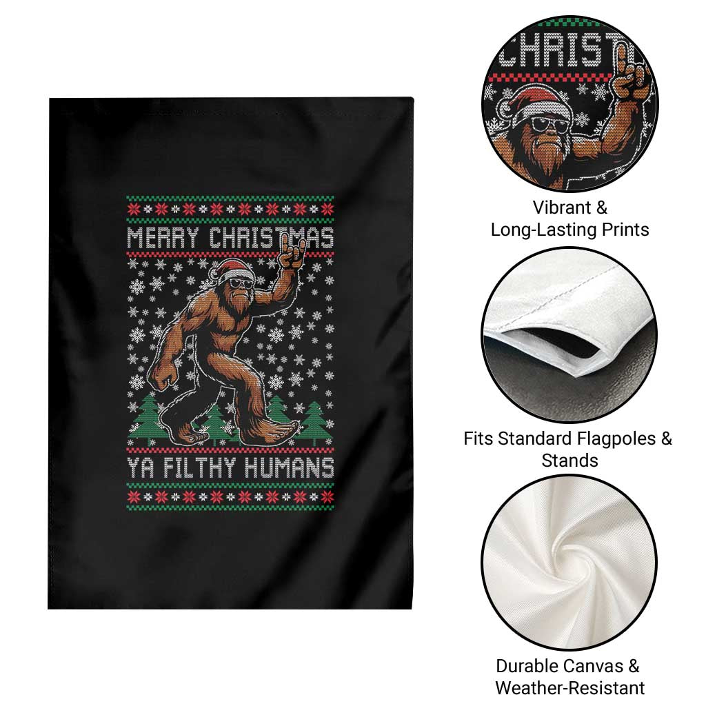 Merry Christmas Ya Filthy Humans Bigfoot Garden Flag Funny Xmas Sasquatch TS11 Print Your Wear