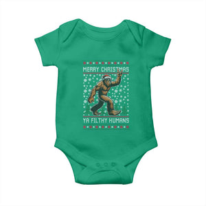 Merry Christmas Ya Filthy Humans Bigfoot Baby Onesie Funny Xmas Sasquatch TS11 Irish Green Print Your Wear