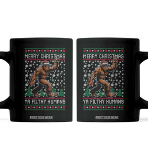 Merry Christmas Ya Filthy Humans Bigfoot Coffee Mug Funny Xmas Sasquatch TS11 Black Print Your Wear