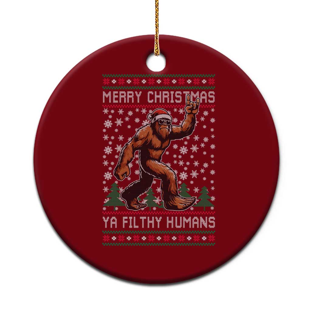 Merry Christmas Ya Filthy Humans Bigfoot Ceramic Ornament Funny Xmas Sasquatch TS11 1pc Red Print Your Wear