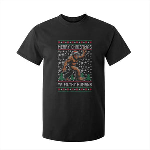 Merry Christmas Ya Filthy Humans Bigfoot T Shirt For Kid Funny Xmas Sasquatch TS11 Black Print Your Wear