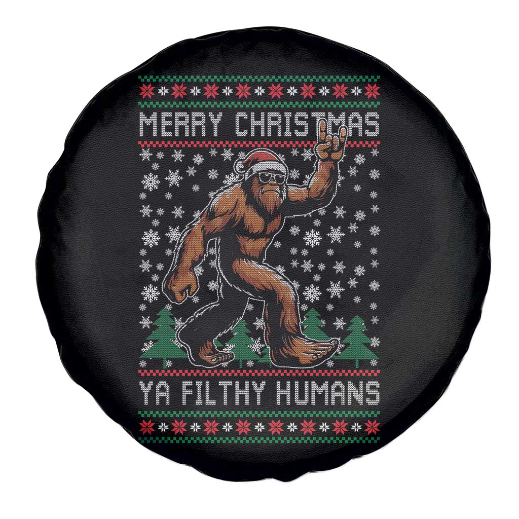 Merry Christmas Ya Filthy Humans Bigfoot Spare Tire Cover Funny Xmas Sasquatch TS11 Print Your Wear