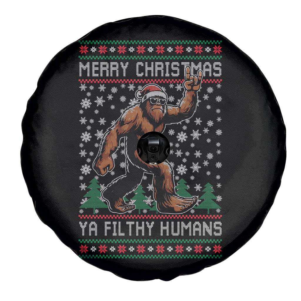Merry Christmas Ya Filthy Humans Bigfoot Spare Tire Cover Funny Xmas Sasquatch TS11 Print Your Wear