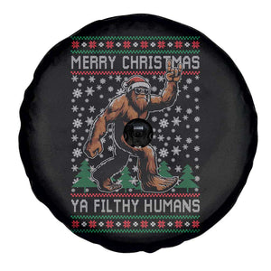 Merry Christmas Ya Filthy Humans Bigfoot Spare Tire Cover Funny Xmas Sasquatch TS11 Print Your Wear