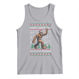 Merry Christmas Ya Filthy Humans Bigfoot Tank Top Funny Xmas Sasquatch TS11 Athletic Heather Print Your Wear