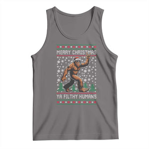 Merry Christmas Ya Filthy Humans Bigfoot Tank Top Funny Xmas Sasquatch TS11 Deep Heather Print Your Wear