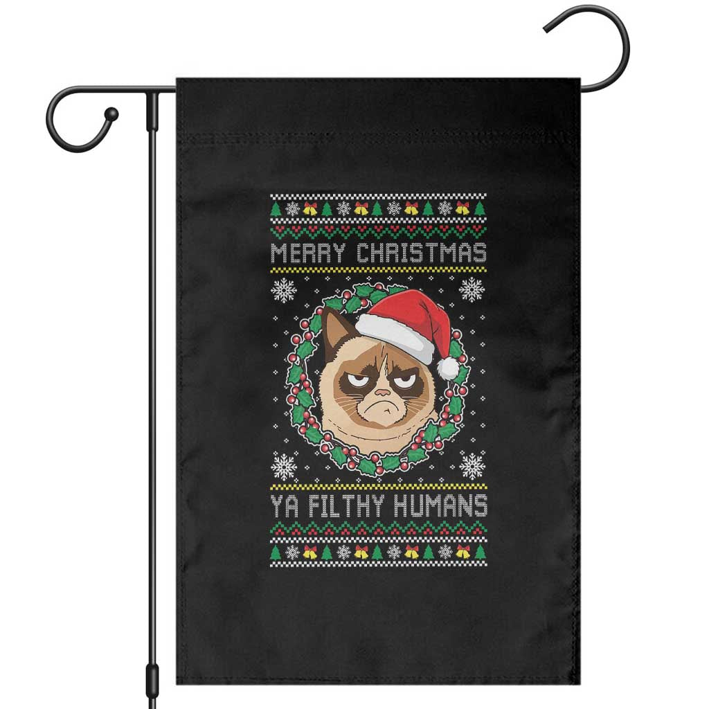 Merry Christmas Ya Filthy Humans Cat Garden Flag Funny Xmas Grumpy Cat TS11 Black Print Your Wear