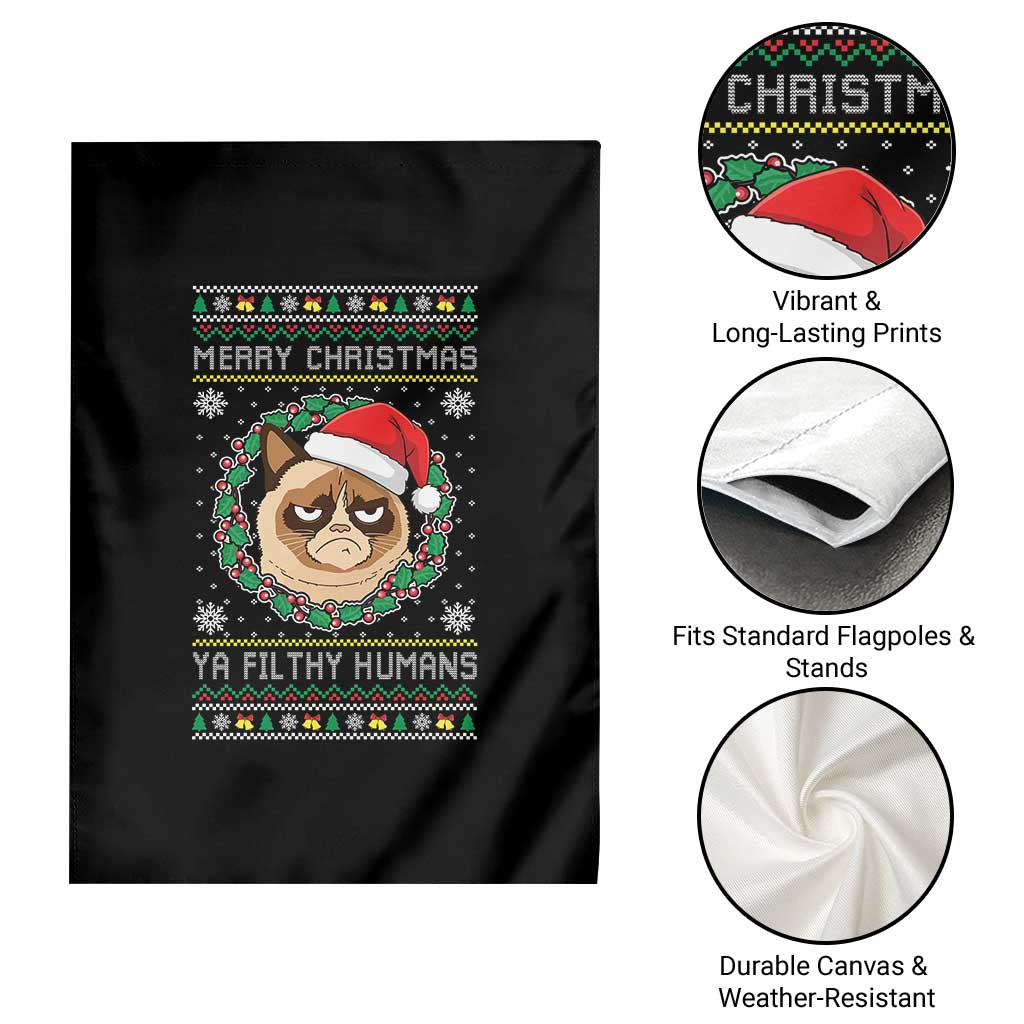 Merry Christmas Ya Filthy Humans Cat Garden Flag Funny Xmas Grumpy Cat TS11 Print Your Wear