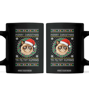 Merry Christmas Ya Filthy Humans Cat Coffee Mug Funny Xmas Grumpy Cat TS11 Black Print Your Wear