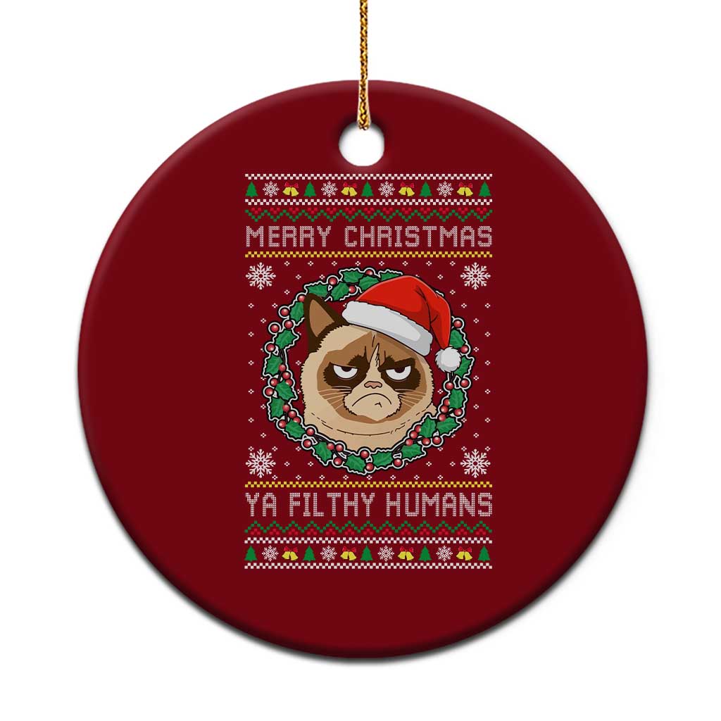 Merry Christmas Ya Filthy Humans Cat Ceramic Ornament Funny Xmas Grumpy Cat TS11 1pc Red Print Your Wear